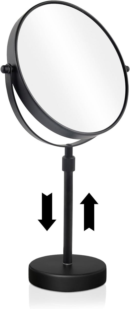 Nicesail 19 Inch Tall Makeup Mirror with 10X Magnification, 8 Inch Magnifying Mirror Tabletop with Pedestal, Height Adjustable Black (8 Inch, 10X)