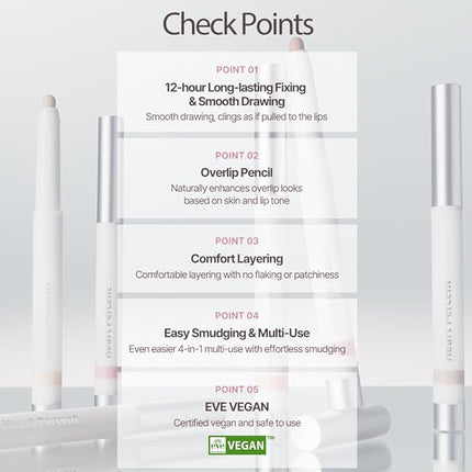 Heart Percent Dote On Mood Lineproof Lip Pencil, 12hr Long-Lasting Fixing & Smooth Drawing Creamy Lip Crayon Multi-Use Lipliner Retractable Overlip Line Color 0.8g (07. Dreamy Pink)