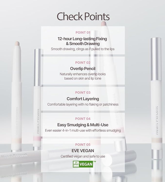 Heart Percent Dote On Mood Lineproof Lip Pencil, 12hr Long-Lasting Fixing & Smooth Drawing Creamy Lip Crayon Multi-Use Lipliner Retractable Overlip Line Color 0.8g (09. Rosy Fig)