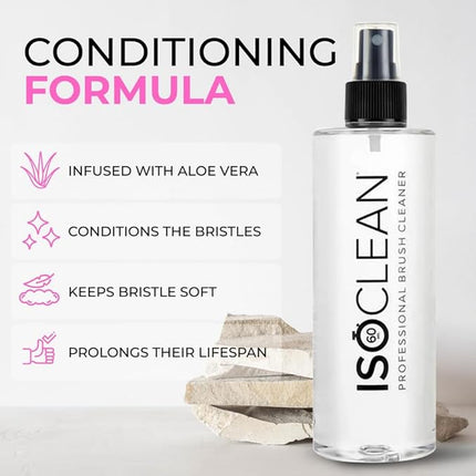 ISOCLEAN Professional Brush Cleaner 9 fl oz - Spray Top Makeup Brush Cleaner for Cosmetic Tools, Cleans Bristles, Scented No-Rinse Formula Dries in 60 Seconds, Vegan, Not Tested on Animals