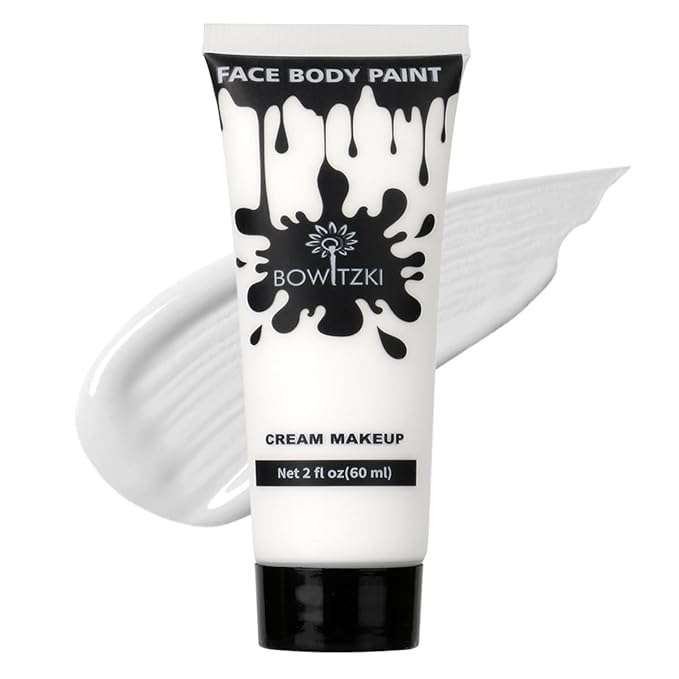 Bowitzki Face and Body Paint 2oz Cream Makeup 60ml Water Based Face Painting Special Effects For Adults Children Kids Halloween Christmas Party Stage Cosplay (White)