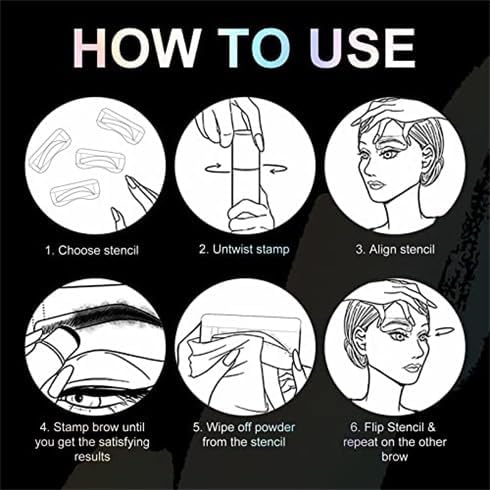 Eyebrow Stamp Stencil Kit - One-Step Eye Brow Stencil Kit with 24 Reusable Thin & Thick Eyebrow Stencils, Long-Lasting Waterproof & Smudge-Proof Brow Stamp Kit for Perfect Eye Makeup (Dark Brown)