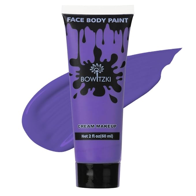 Bowitzki Face and Body Paint 2oz Cream Makeup 60ml Water Based Face Painting Special Effects For Adults Children Kids Halloween Christmas Party Stage Cosplay (Purple)