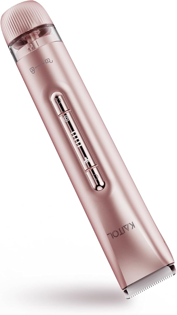 Bikini Trimmer for Women, 2 in 1 Dual Head Bikini Shaver IPX7 Waterproof Women Eletctric Razors, USB-C Rechagreable Body Shaver for Public Hair, Silk Skin, Facial and Body, Rose Gold