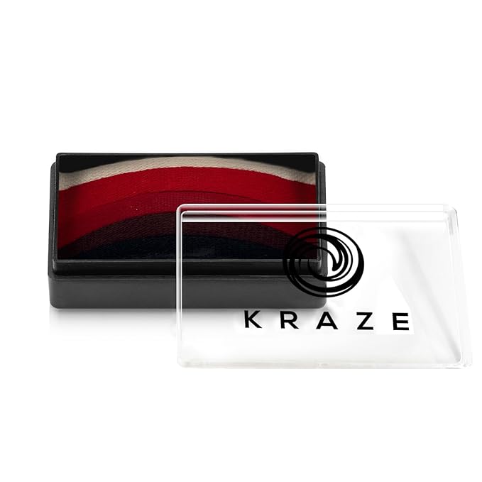 Kraze FX Dome Stroke - Poppy Field by Linnea (25 gm), Professional 1-Stroke Split Cake, Hypoallergenic, Non-Toxic, Water Activated Face & Body Painting Makeup Supplies for Kids Safe Adults