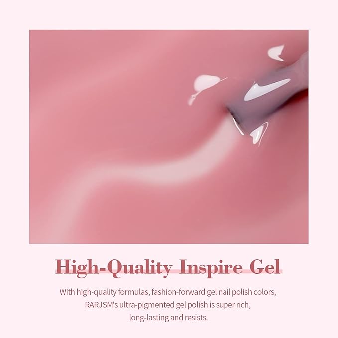 RARJSM Nude Gel Polish Sheer Rose Pink Gel Nail Polish Clear Pink French Manicure Nude Pink Jelly Nail GelPolish Varnish Curing Requires 1pcs 15ml LED UV Gel Soak Off for Home Salon Nail Art DIY
