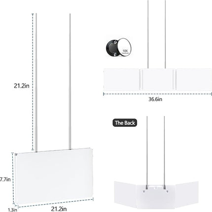 JANMPASK LED 3 Way Mirror for Self Hair Cutting Vanity Mirror Barber Supplies Accessories 360 Makeup with Light Trifold Mirror to See Back of Head (White with Light)