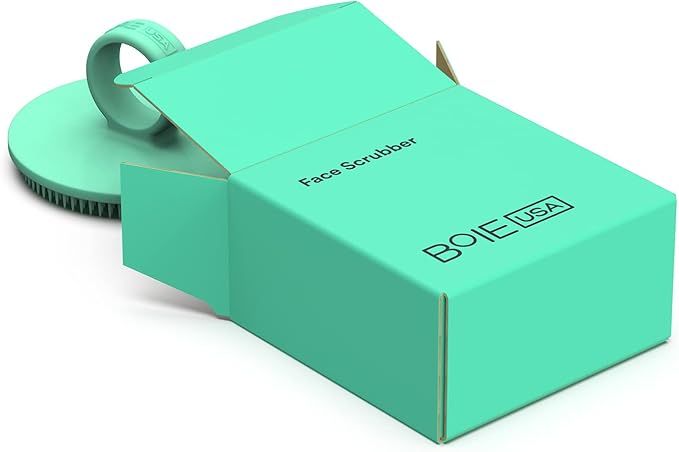 Boie USA Face Scrubber - Handheld Facial Tool, Deep Cleansing Exfoliating Facial Brush. Fights Acne with Gentle, Silicone-Like Bristles, Long Lasting, & Hypoallergenic (Mint)