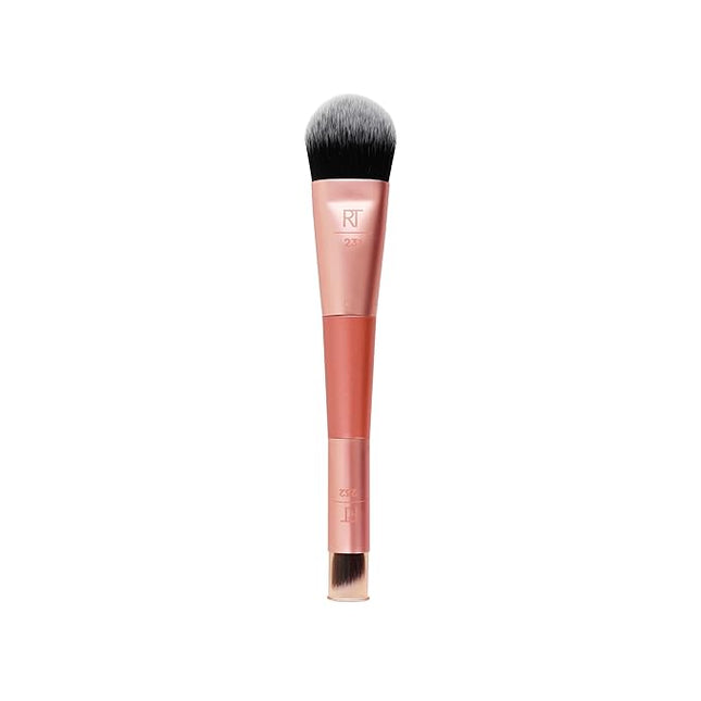Real Techniques Cover & Conceal Dual Ended 2-in-1 Makeup Brush, For Flawless Foundation Coverage, Smooths and Conceals, Covers Blemishes and Imperfections, Flawless Results, Orange, 1 Count