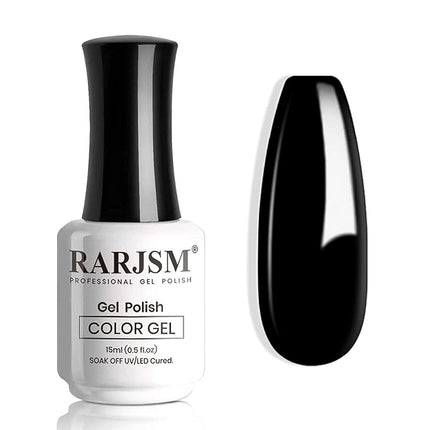 RARJSM Gel Polish, 15ML Pure Black Gel Nail Polish Soak Off UV LED Nail GelPolish High Gloss Long Lasting Nail Art Manicure Salon DIY at Home
