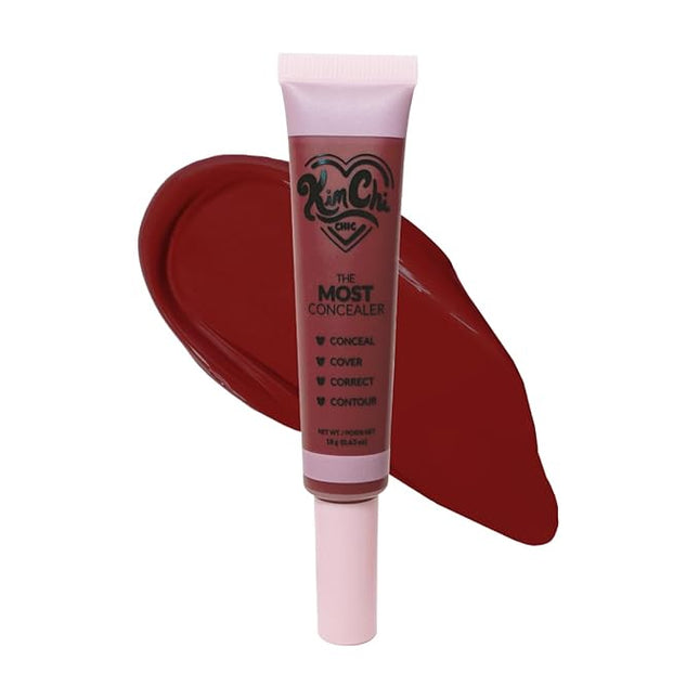 KimChiChic Beauty The Most Concealer | Full Coverage Water Resistant Multi-Use Concealer | Conceal, Correct, Contour & Highlight | Matte Satin Hybrid Finish | Brush Applicator, 0.63 oz, 21-Red