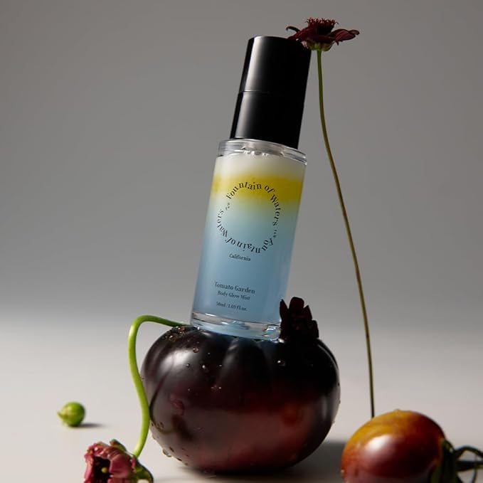 Fountain of Waters Tomato Garden Body Glow Mist - Tomato & Chocolate | Hydrate & Nourish & Glow Skin with Niacinamide | Free From Parabens, Sulfates & Phthalates (1.69 fl oz)