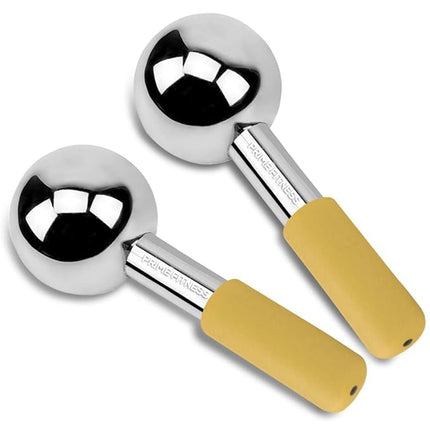 Ice Globes for Facials | Unbreakable Steel Cooling Roller | Cryo Sticks for Face | Massager for Face Neck & Eyes | Skin Care for Dark Circles, Puffiness, Wrinkles, Collagen Production (Gold)