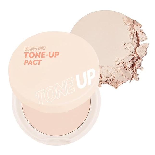 I'M MEME Compact - Skin Fit Tone Up Pact | Flawless Finish Powder with Aqua Sebum, Soft&Velvet Pressed Powder Compact, Smooth Pores&Fine Lines, Makeup Powder, Oil Control, Stocking Stuffers, 0.35 Oz