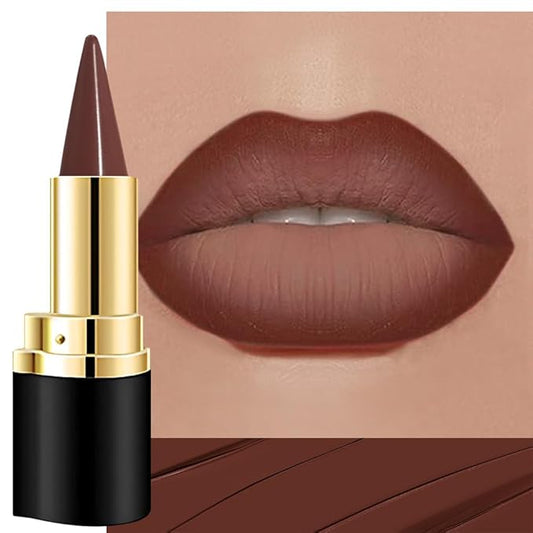 Kaely Dark Brown Gradient Matte Lipstick Lip Liner Pencil for Women, 2in1 Flawless Contour Gradual Ombre Effect Lip Pencil Makeup Waterproof, labiales mate 24 horas originales, 15