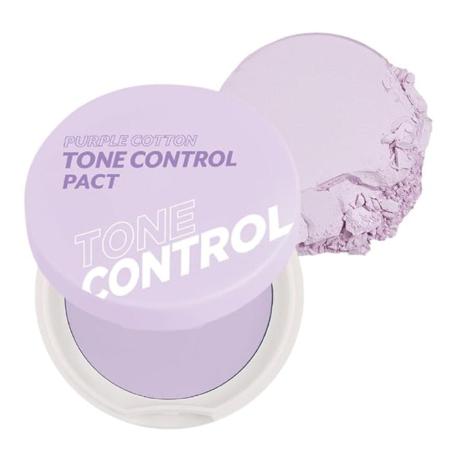 I'M MEME Compact - Purple Cotton Tone Control Pact | Korean Pressed Setting Powder With Berry Complex, Makeup Powder, Translucent Compact, Finishing Powder, Oil Free Face Powder, Preppy Stuff, 0.35 Oz