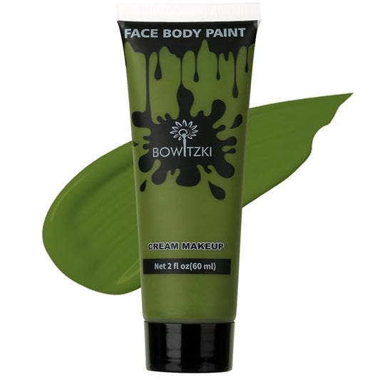 Bowitzki Face and Body Paint 2oz Cream Makeup 60ml Water Based Face Painting Special Effects For Adults Children Kids Halloween Christmas Party Stage Cosplay (Dark Green)