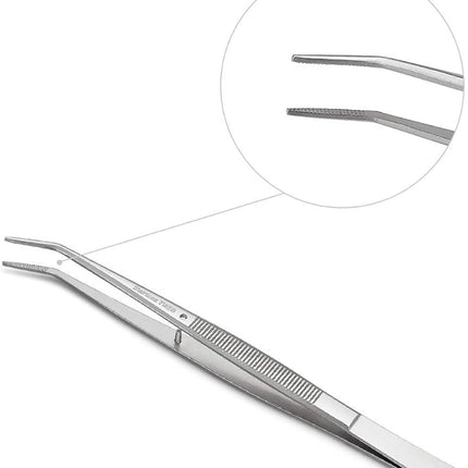 Stainless Steel Tweezers, with Curved Serrated Tip Multipurpose Sewing Machine Tweezers Forceps for Craft Repairing (5PCS)