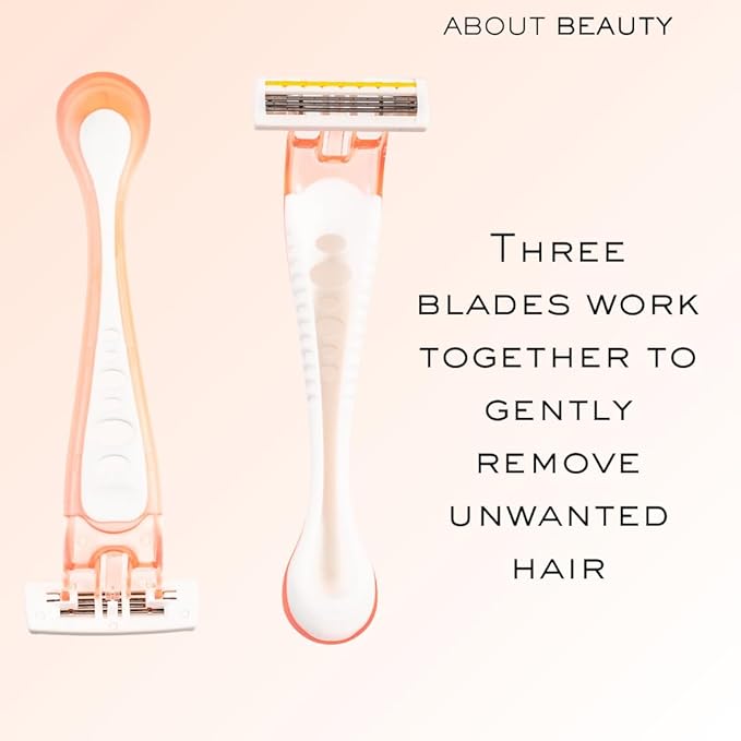 About Face Body Spa Shave 3-Blade Sensitive Disposable Razors With Coconut Oil Lube Strip, 4 Count