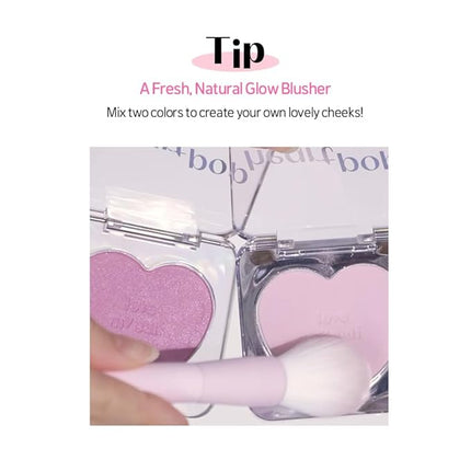 ETUDE Heart Pop Blush, Frosty Pink Cheek Color, Natural Glow & Glossy Finish, Lightweight Formula, Compact 0.2 oz – Frosty Petal