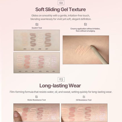 Heart Percent Dote On Mood Gel Eyeliner Pencil – Long-Lasting Waterproof Smudge Proof Smooth Retractable, Aegyo Sal Makeup, Under Eye Highlighter with Built-In Sharpener, #04. Gray Beige