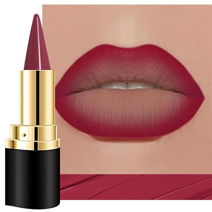 Kaely Plum Red Gradient Matte Lipstick Lip Liner Pencil for Women, 2in1 Flawless Contour Gradual Ombre Effect Lip Pencil Makeup Waterproof, labiales mate 24 horas originales, 02