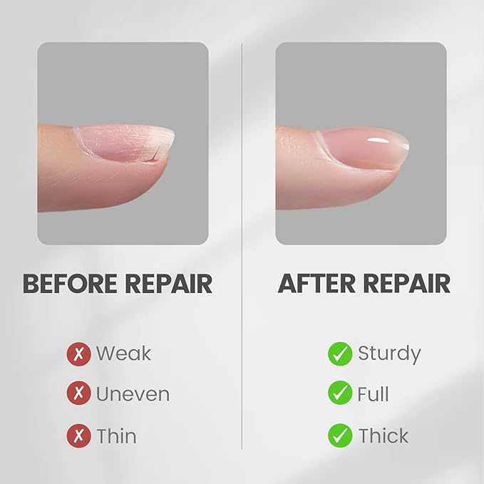 RARJSM Clear Glass Fiber Nail Repair Gel Polish for Broken Damaged Nails Strengthener Gel Base Coat Transparent Building Glass Extension Gelpolish Soak Off UV LED Curing Requires Salon Home 8ml