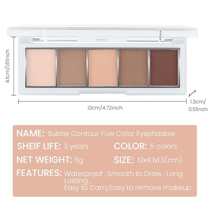 5 Colors Matte Nude Eyeshadow Makeup Palette, Nude Pink Brown Cocoa Neutral Matte Smokey Cream Mini Eye Shadow Palette Makeup for Older Women Blue Green Eyes, Contour Make up Palettes sombras de ojos
