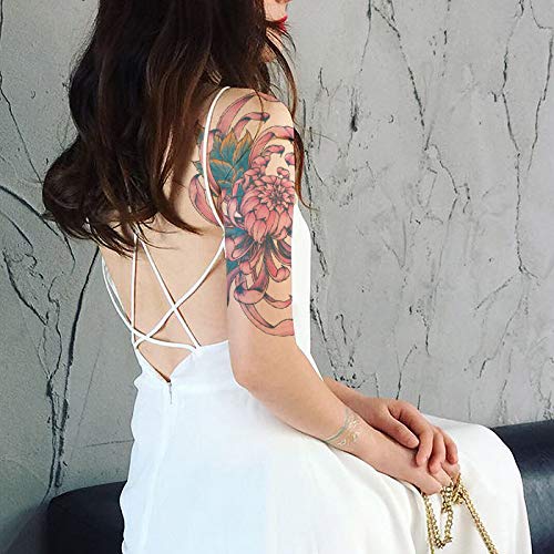 Large Temporary Tattoos Women Temporary Neck Tattoos Temporary Realistic Flower Chest Tattoo for Adults (Temporary Tattoos Sticker 4)