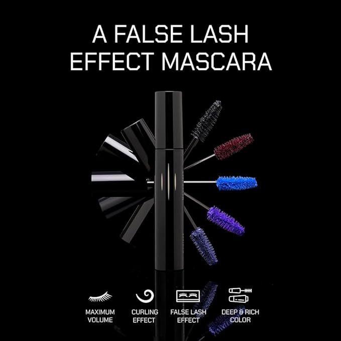 Radiant Professional Lengthening Mascara with silicone brush – Smudge-Proof Curl Mascara Volume and Length for Sensitive Eyes, Cruelty Free, Ideal for Mature & Young Women, 0.43 oz (03 Blue)