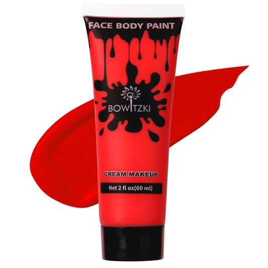 Bowitzki Face and Body Paint 2oz Cream Makeup 60ml Water Based Face Painting Special Effects For Adults Children Kids Halloween Christmas Party Stage Cosplay (Red)
