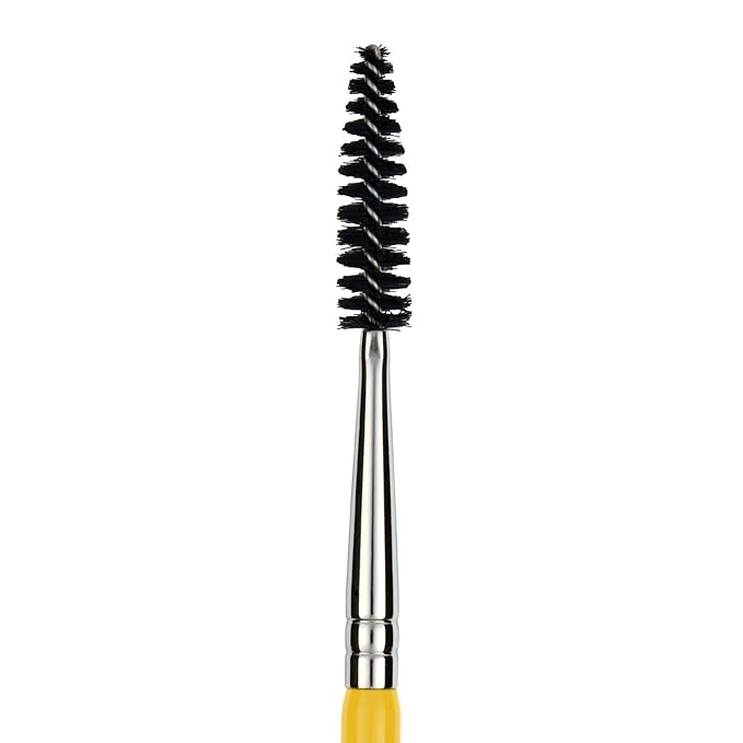 Bdellium Tools Professional Makeup Brush - Studio Series 728 Double-ended Bent Lash Fan/Spoolie - With All-Vegan Synthetic Fibers, For Achieving Clean, Clump-free Mascara Application (Yellow, 1pc)