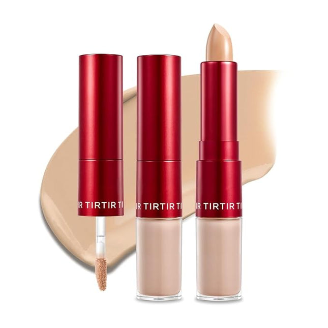 TIRTIR Glide&Hide Blurring Concealer - Creamy texture, Conceals dark circles and wrinkles, Dual formula (liquid tip & balm stick), Long-lasting wear, Korean Makeup, #4.7C, 0.28 Oz