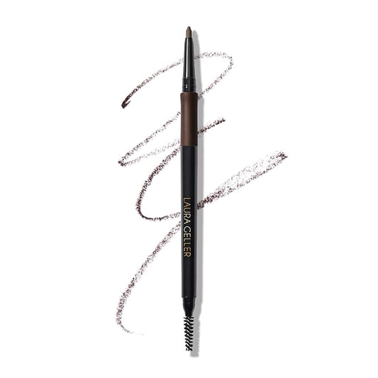 LAURA GELLER NEW YORK INKcredible Waterproof Brow Pencil- Blending Spoolie Brush - Long Lasting Eyebrow Filler (04 Dark Brown)