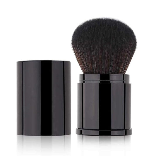 Retractable Powder Brushes Foundation Brush Blush Brush Bronzer Brush Face Blender Brush Professional Mineral Blending Buffing Kabuki Makeup Application Portable With Cover - Black