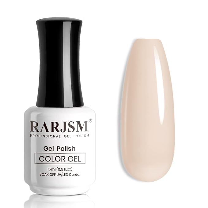 RARJSM Apricot Nude Gel Nail Polish,Neutral Sheer Cream Nude GelPolish LED UV Curing Requires Soak Off Clear Pink Jelly French Manicure Nail Gel Polish 1pcs Single Bottle 15ml for Home Salon DIY