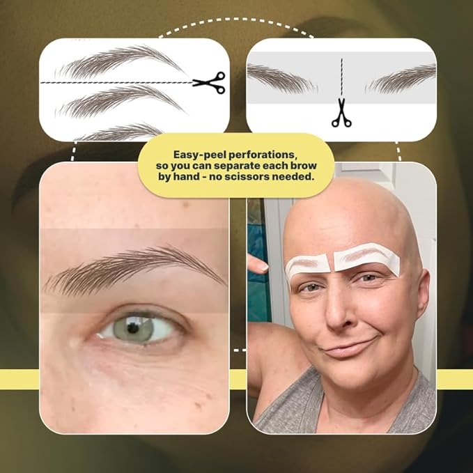 50 Pairs Dark Brown Temporary Eyebrow Tattoos, Waterproof and Smudge-Proof Medium Sassy Swerve Style Realistic Eyebrow Stickers for Women, Easy to Apply, Won't Work on Existing Brows