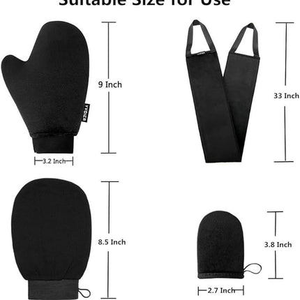 Self Tanning Mitt Applicator Kit 4 in 1 Self Applicator Set with Exfoliating Glove,Tan Mitt Applicator, Tanning Back Lotion Applicators for Your Back,Face Mitt for Tanning Lotion, Spray, Mousse