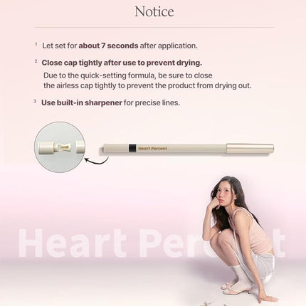 Heart Percent Dote On Mood Gel Eyeliner Pencil – Long-Lasting Waterproof Smudge Proof Smooth Retractable, Aegyo Sal Makeup, Under Eye Highlighter with Built-In Sharpener, #07. Skin Gray
