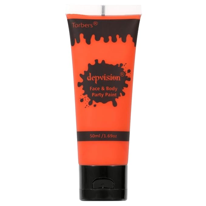 Depvision Face and Body Paint 1.7oz Cream Makeup 50ml Water Based Face Painting Special Effects For Adults Children Kids Halloween Christmas Party Stage Cosplay (Orange)