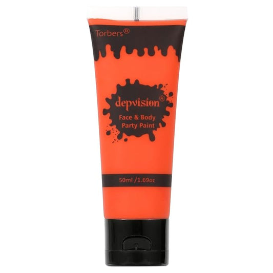 Depvision Face and Body Paint 1.7oz Cream Makeup 50ml Water Based Face Painting Special Effects For Adults Children Kids Halloween Christmas Party Stage Cosplay (Orange)