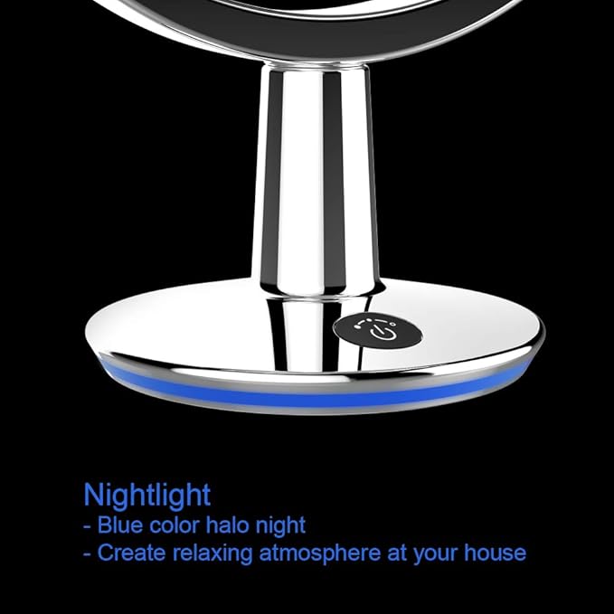 Superstar Oval Shaped Dual-Sided Lighted Makeup Mirror, 1X/5X Magnifying Vanity Makeup Mirror, 360 Degree Rotating Adjustable Brightness Mirror, Brushed Nickel