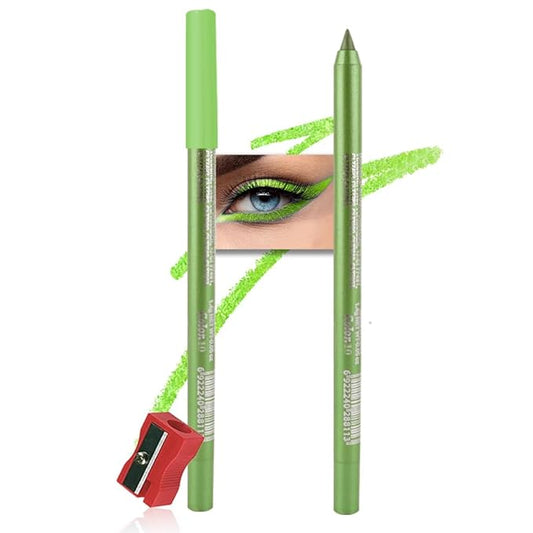 Kaely Gel Eyeliner Pencil for Women, Apple Green Eye Liner Waterproof Smudge Proof with Sharpener, Waterline Eye Makeup Liners, delineador de ojos contra el agua, Vegan & Cruelty-Free, 10