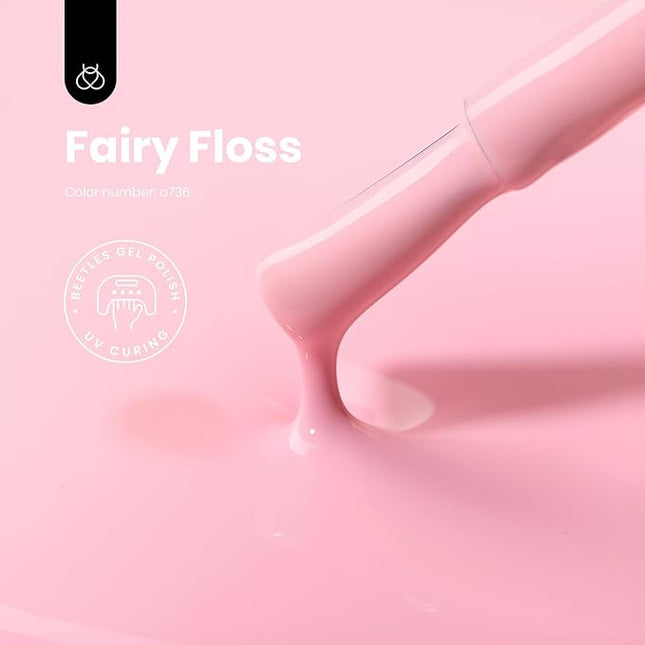 Beetles Pink Gel Polish - Fairy Floss 15ML/0.51Fl Oz, Pastel Light Pink Gel Nail Polish, Soak Off UV LED Lamp Nail Art, Long-Lasting Manicure Salon DIY Home Spring Valentines Nails - Gifts for Her