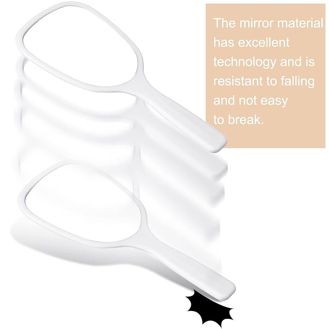 Hicarer 16 Pcs Hand Handheld Mirror with Handle Bulk Plastic Compact Travel Makeup Cosmetic Portable Hand Mirror for Camping, Home, Women School Gift, 3.15 Inch Wide, 7.09 Inch Long