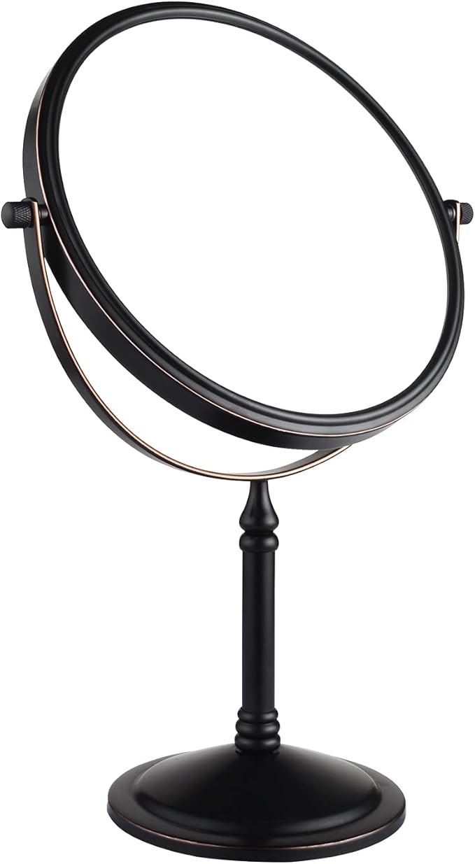 Nicesail Tabletop Magnifying Makeup Mirror with 10X Magnification, Double-Side Magnified Mirror, 360 Swivel Cosmetic Mirror for Table Desk Bathroom Vanity, No Light Oil Rubbed Bronze (8 Inch, 10X)