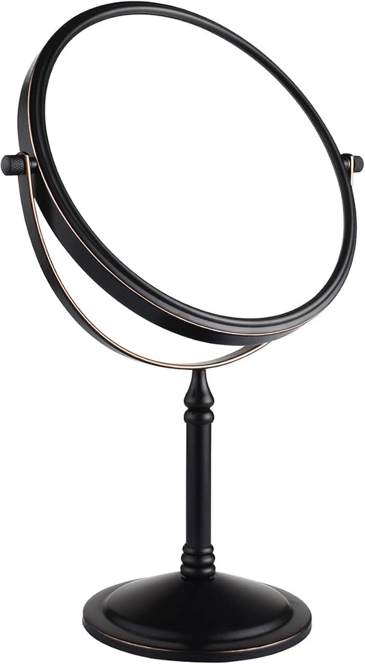 Nicesail Tabletop Magnifying Makeup Mirror with 10X Magnification, Double-Side Magnified Mirror, 360 Swivel Cosmetic Mirror for Table Desk Bathroom Vanity, No Light Oil Rubbed Bronze (8 Inch, 10X)