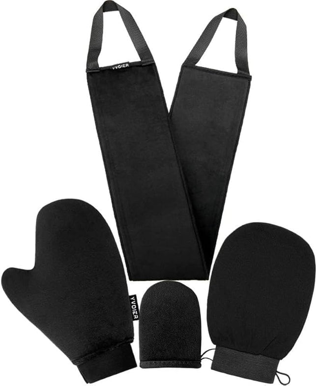 Self Tanning Mitt Applicator Kit 4 in 1 Self Applicator Set with Exfoliating Glove,Tan Mitt Applicator, Tanning Back Lotion Applicators for Your Back,Face Mitt for Tanning Lotion, Spray, Mousse