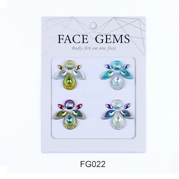 Facial Jewels Stickers, Makeup Accessories, Reusable Rhinestone Gems for Face Decoration, Stage Makeup, Party Glam (Face Gems(022))