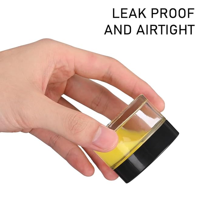 4 Pack 1oz Small Glass Containers with Lids, Glass Jars with Black Lids & Stickers, Mini Reusable Empty Container for Creams, Lotion, Cosmetic